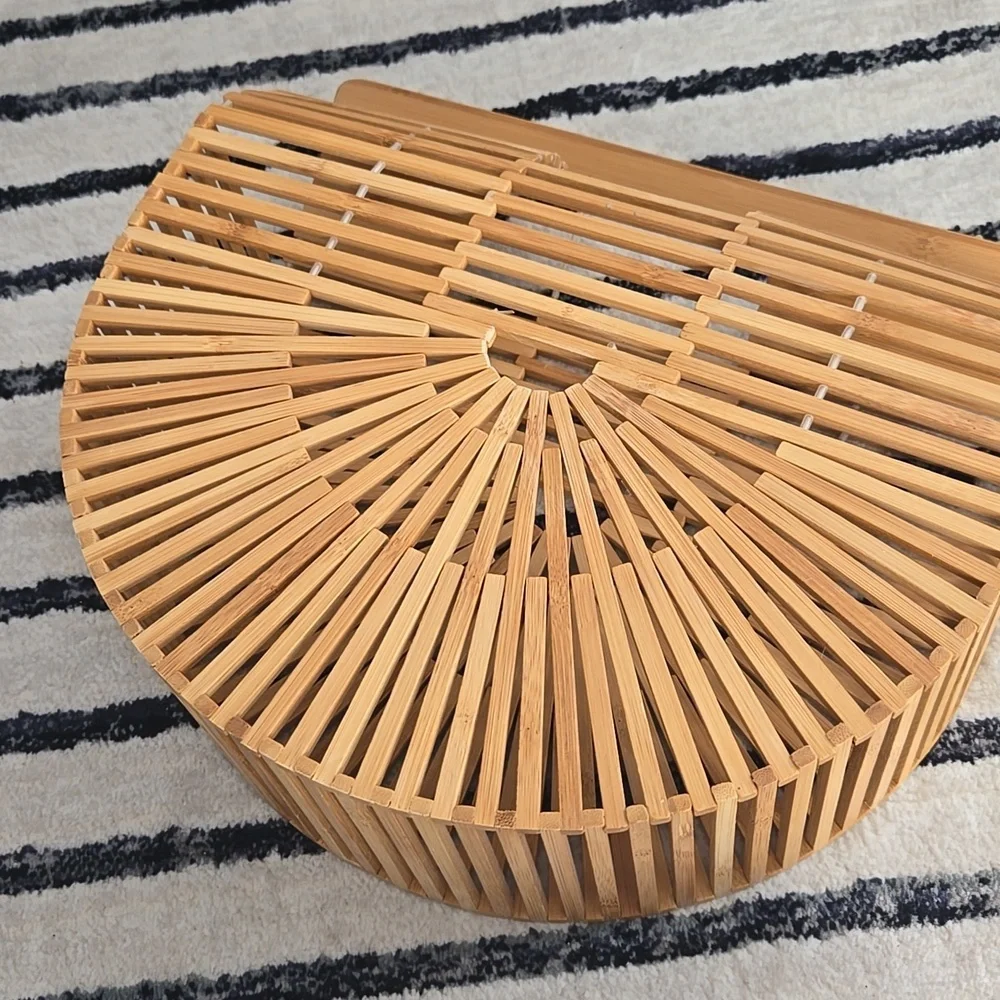 Ark Wooden Half-Moon Bag, Top Handle, Chic Casual, IYKYK, Scandinavian Chic, EUC